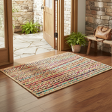· REDEARTH · Jute Cotton Chindi Area Rug - 2'x3' Rectangular Rug, Handwoven, Non-Shedding, Soft & Durable – Multi Tones for Home Décor in Living Room, Dining Room, Bedroom, Set of 2