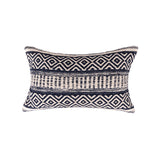 REDEARTH Boho Textured Throw Pillow Cushion Covers - Lumbar Woven Tufted Decorative Farmhouse Cases Set for Couch, Sofa, Bed, Chair, Dining, Patio, Outdoor; 100% Cotton (12"x20", Indigo) Pack of 2