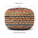 REDEARTH Jute Braided Pouf Ottoman Circular Multi - Two Pack