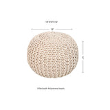 REDEARTH Hand Knitted Cable Pouf Ottoman Ivory