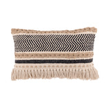 REDEARTH Boho Textured Throw Pillow Cushion Covers - Lumbar Woven Tufted Decorative Farmhouse Cases Set for Couch, Sofa, Bed, Chair, Dining, Patio, Outdoor; 100% Cotton (12"x20", Black) Pack of 2