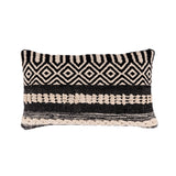 REDEARTH Boho Textured Throw Pillow Cushion Covers - Lumbar Woven Tufted Decorative Farmhouse Cases Set for Couch, Sofa, Chair, Dining, Outdoor - 100% Cotton (12"x20", Char Delineate Black) Pack of 2