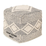 UNSTUFFED Square Pouf Ottoman Cover -REDEARTH Textured Storage Boho Cube Poof, Farmhouse Pouffe Accent Chair Extra Seat Footrest for Living Room, Bedroom, Nursery, Kidsroom (18x18x18; Black)