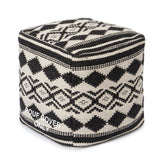 REDEARTH UNSTUFFED Pouf Ottoman Cover Textured Storage Cube Bean Bag Pouffe Footrest for Living Room, Bedroom, Nursery, Kidsroom; 100% Cotton(18"X18"X18", Linear Diamonds Black)