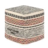 UNSTUFFED Pouf Ottoman Cover Textured Storage Cube Bean Bag Poof Pouffe Accent Chair Seat Footrest for Living Room, Bedroom, Patio, Gym; 100% Cotton (18"X18"X18", Motley Bohemia)