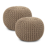 Hand Knitted Cable Pouf Ottoman