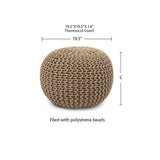 Hand Knitted Cable Pouf Ottoman