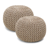 Hand Knitted Cable Pouf Ottoman