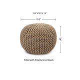 REDEARTH Hand Knitted Cable Pouf Ottoman Circular Beige