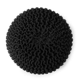 REDEARTH Hand Knitted Cable Pouf Ottoman Circular Black