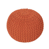 REDEARTH Hand Knitted Cable Pouf Ottoman Circular Burnt Orange