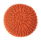 REDEARTH Hand Knitted Cable Pouf Ottoman Circular Burnt Orange