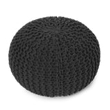 Hand Knitted Cable Pouf Ottoman