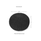 REDEARTH Hand Knitted Cable Pouf Ottoman Circular Dark Gray
