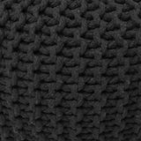 REDEARTH Hand Knitted Cable Pouf Ottoman Circular Dark Gray