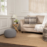 Hand Knitted Cable Pouf Ottoman