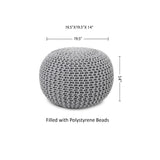 · REDEARTH · Round Boho Pouf Ottoman - Cable Knitted Cord Boho Pouffe - Stuffed Poof Accent Beanbag Footrest for Living Room - Nursery - Bedroom - Covered Patio - Study Nook (19.5"x19.5"x14") - Gray