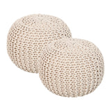 Hand Knitted Cable Pouf Ottoman