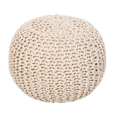 Hand Knitted Cable Pouf Ottoman
