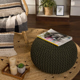 Hand Knitted Cable Pouf Ottoman