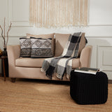 Hand Knitted Cable Pouf Ottoman