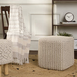 Hand Knitted Cable Pouf Ottoman