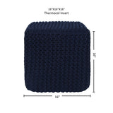 REDEARTH Hand Knitted Cable Pouf Ottoman Navy