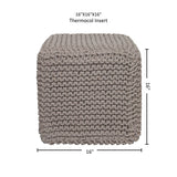 REDEARTH Hand Knitted Cable Pouf Ottoman Taupe