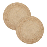· REDEARTH · Round Area Rug - 3 Feet Braided Natural Jute with Non-Skid Backing - Handwoven Boho Rug for Bedroom, Kitchen, Living Room - Farmhouse Aesthetic Home Decor - Durable Handmade Rug, Set of 2