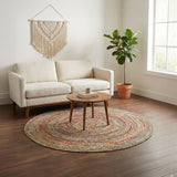 REDEARTH Braided Jute Area Rug 5' (Round) Mosaic Trellis
