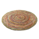 REDEARTH Braided Jute Area Rug 5' (Round) Mosaic Trellis