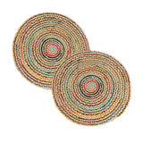 · REDEARTH · Jute Cotton Chindi Area Rug - 3' Round Rug, Handwoven, Non-Shedding, Soft & Durable – Multi Tones for Home Décor in Living Room, Dining Room, Bedroom, Set of 2