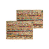 · REDEARTH · Jute Cotton Chindi Area Rug - 2'x3' Rectangular Rug, Handwoven, Non-Shedding, Soft & Durable – Multi Tones for Home Décor in Living Room, Dining Room, Bedroom, Set of 2