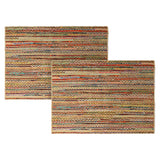· REDEARTH · Jute Cotton Chindi Area Rug - 4'x6' Rectangular Rug, Handwoven, Non-Shedding, Soft & Durable – Multi Tones for Home Décor in Living Room, Dining Room, Bedroom, Set of 2