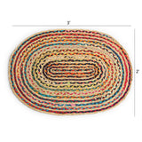 REDEARTH Oval Jute Chindi Rug 2'x 3'(Oval) Mosaic Trellis 