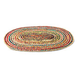 REDEARTH Oval Jute Chindi Rug 2'x 3'(Oval) Mosaic Trellis 