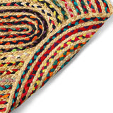 REDEARTH Oval Jute Chindi Rug 2'x 3'(Oval) Mosaic Trellis 
