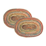 · REDEARTH · Jute Cotton Chindi Area Rug - 2'x3' Oval Rug, Handwoven, Non-Shedding, Soft & Durable – Multi Tones for Home Décor in Living Room, Dining Room, Bedroom, Set of 2