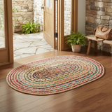 REDEARTH Oval Jute Chindi Rug 2'x 3'(Oval) Mosaic Trellis 
