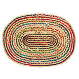 REDEARTH Oval Jute Chindi Rug 2'x 3'(Oval) Mosaic Trellis 