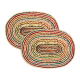 REDEARTH Oval Jute Chindi Rug Mosaic Trellis