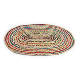 REDEARTH Oval Jute Chindi Rug 2'x 3'(Oval) Mosaic Trellis 