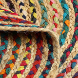 REDEARTH Oval Jute Chindi Rug 2'x 3'(Oval) Mosaic Trellis 
