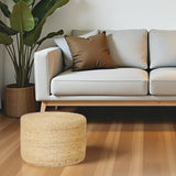 REDEARTH Jute Braided Pouf Ottoman Cylinder Natural