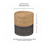 REDEARTH Jute Braided Pouf Ottoman Natural Gray Cylinder - Two Pack