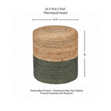 REDEARTH Jute Braided Pouf Ottoman Natural Olive Cylinder - Two Pack