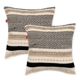 REDEARTH Tufted Boho Throw Pillow Covers Chevron Maze Black