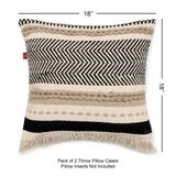 REDEARTH Tufted Boho Throw Pillow Covers Chevron Maze Black
