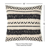 REDEARTH Tufted Boho Throw Pillow Covers Geoetric Craft Black