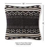 REDEARTH Tufted Boho Throw Pillow Covers Ziggurat Obsession Black